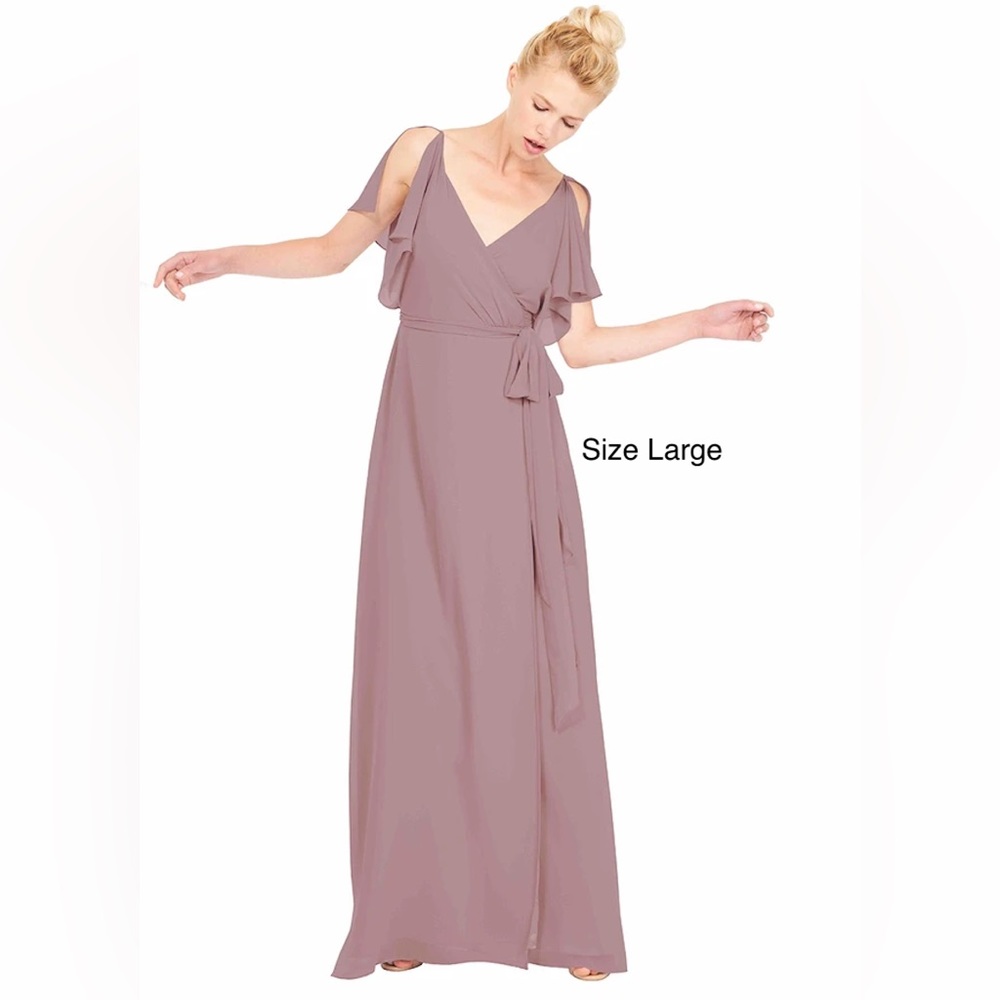 NWT Joanna August Formal Wrap Chiffon Dress in Mauve Size Medium
